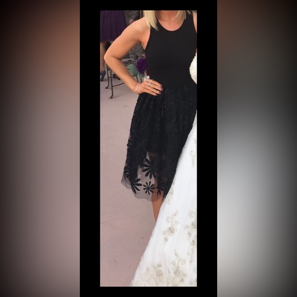 Maje Ralph Black Dress Flower Tulle - Picture 12 of 12